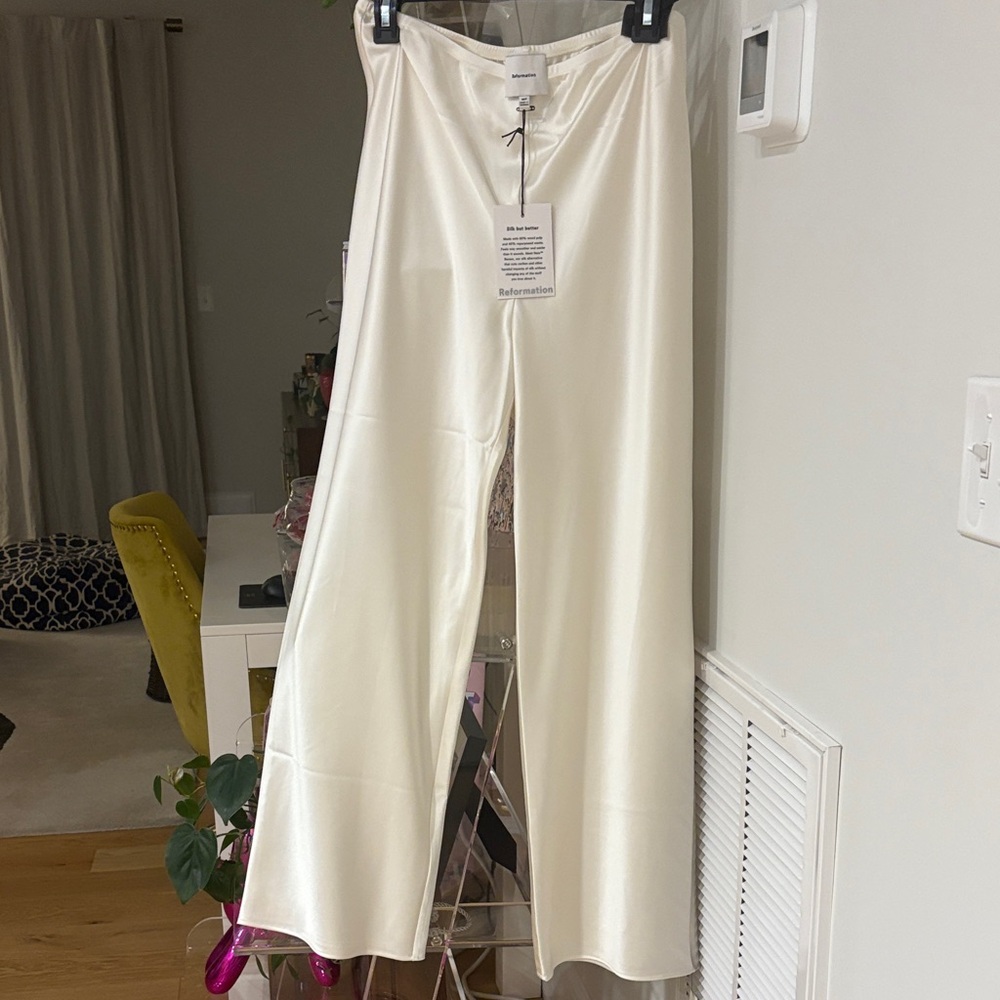 Reformation Gale Satin Mid Rise Pants